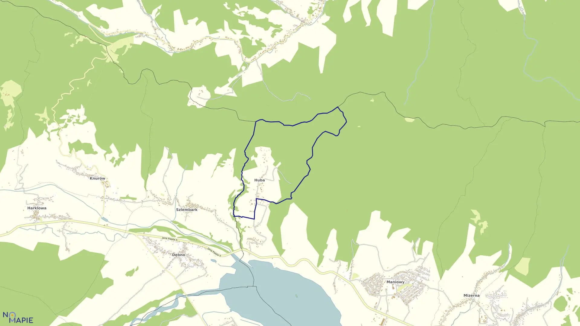 Mapa obrębu HUBA w gminie Czorsztyn