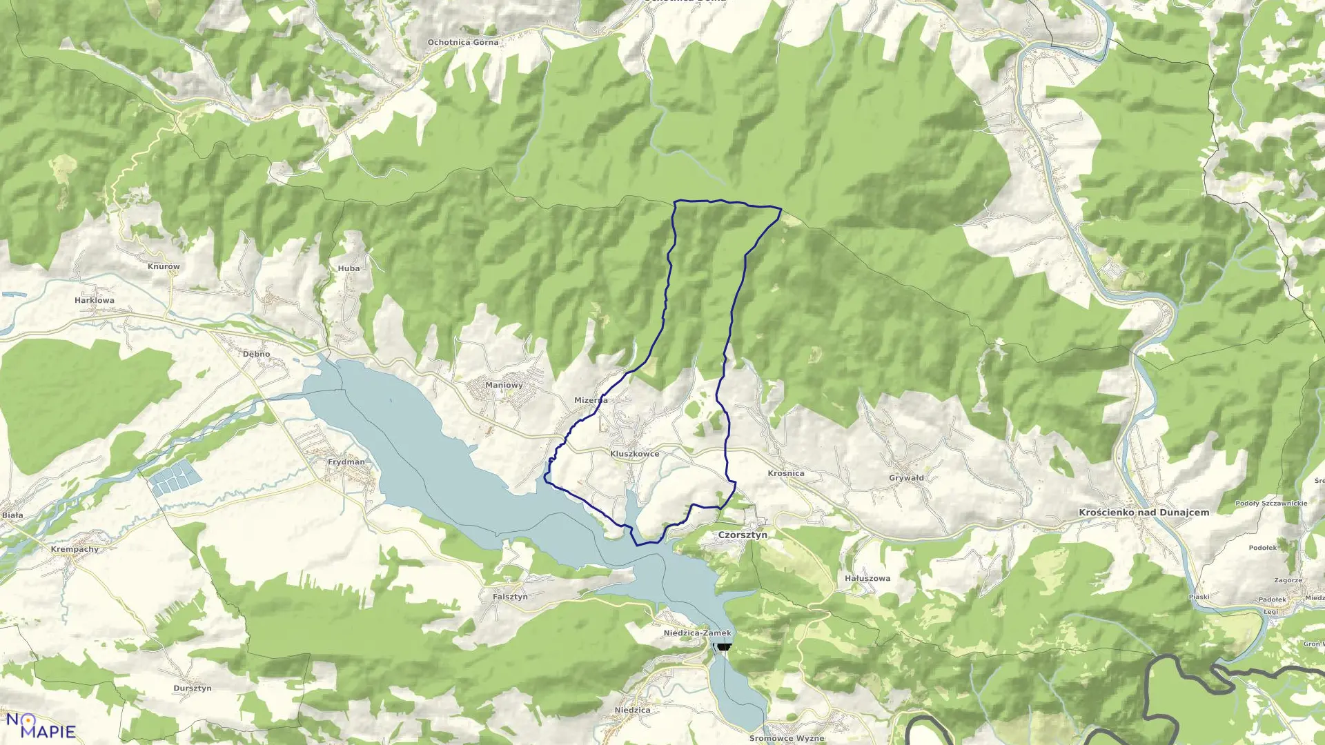 Mapa obrębu KLUSZKOWCE w gminie Czorsztyn