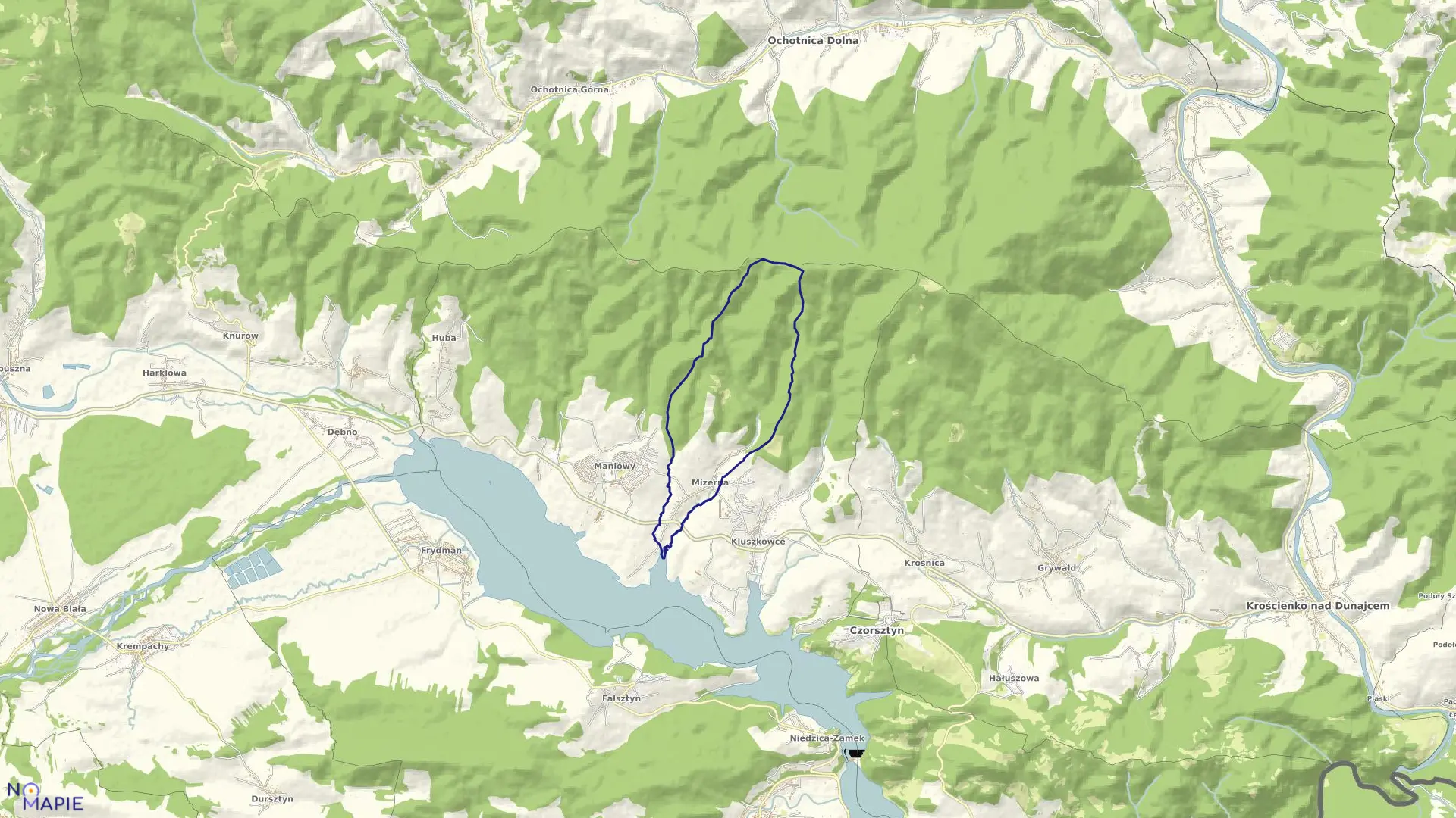 Mapa obrębu MIZERNA w gminie Czorsztyn